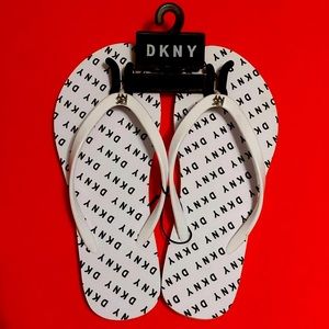 DKNY Flip Flop Thongs All Over Print Womens Sz 7